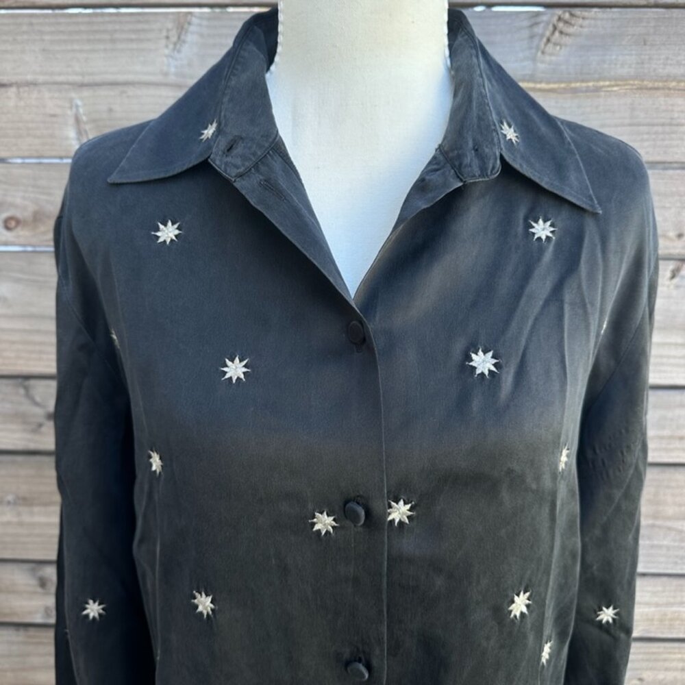 Vintage Ishyu Silk Embroidered Star Blouse - S/10 - Picture 2 of 8